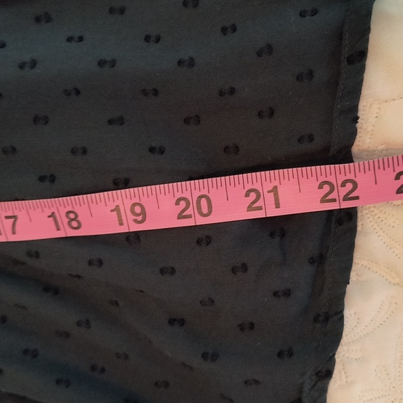 Blue Rain Black swiss dot Peplum hem long sleeve boho top size M - Picture 10 of 11